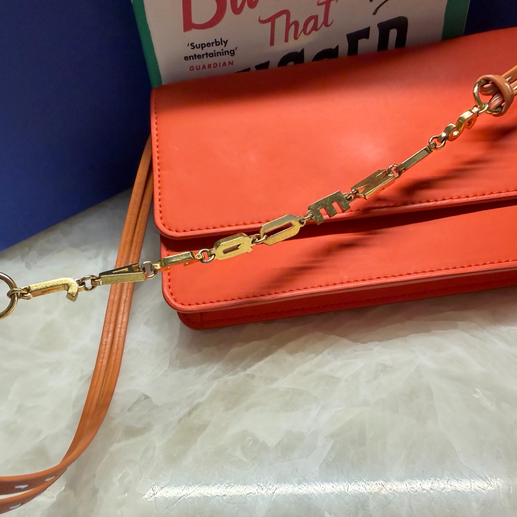 Jacquemus Orange Leather Crossbody With Gold Chain Accent — image 3 of 8